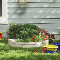 Outsunny Kids Outdoor Sandbox with Cover Waterproof Oxford Canopy, Bottom Fabric Liner for 3-12 years old, Backyard, Cream White(m-10)