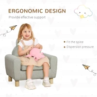 Qaba Kids Sofa Chair Seat with Kitten Ear Backrest, Grey(m-5)