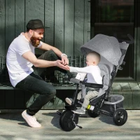 Qaba 6 in 1 Tricycle for Toddler 1-5 Years with Parent-Push Handle, Grey(m-1)