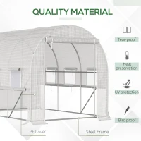 Outsunny 116.25" x 78.75" x 78.75" Walk-in Tunnel Greenhouse, Mesh Windows, Bottom Vents, Zippered Door, PE Cover, Heavy Duty Steel Frame, White(m-5)
