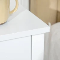 HOMCOM Side Table Set of 2, End Tables with Drawer and Bottom Shelf, 2-tier Nightstand for Bedroom, Living Room, White(m-10)
