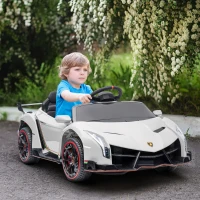 Aosom Lamborghini Veneno Licensed 12V Electric Kids Ride on Car with Bluetooth, Remote, White(m-10)