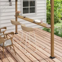 Outsunny 12' x 10' Outdoor Pergola with Bar Counter, Sun Shade Canopy, Aluminum and Steel Frame for Backyard(m-9)