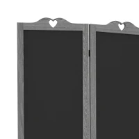 HOMCOM Wooden Room Divider with Blackboard, 4 Panel Folding Privacy Screen for Home Office, 5.5', Gray(m-8)