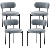 HOMCOM 4 Pieces Kitchen Chairs, Modern Dining Chairs w/ Berber Fleece Upholstery and Steel Legs for Living Room, Grey(m-2)