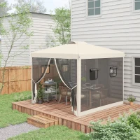 Outsunny 10' x 10' Pop Up Canopy Tent, Instant Sun Shelter with Netting, Windows and Carry Bag, Height Adjustable(m-10)