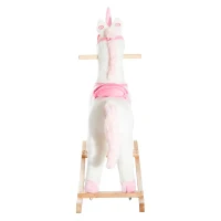 Qaba Kids Plush Toy Rocking Horse Unicorn with Realistic Sounds, White & Pink(m-10)