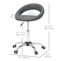 HOMCOM Modern Hydraulic Moon Salon Stool Rolling Swivel Chair Massage Spa Tattoo Pub Bar Stool, Grey(m-3)