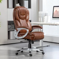 HOMCOM High Back Desk Chair with Swivel Wheels, Tilt Function, Executive Office Chair with Cushion & Adjustable Height, Brown(m-10)