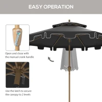 Outsunny 8.8' Patio Umbrella with Push Button Tilt and Crank, Dark Gray(m-5)