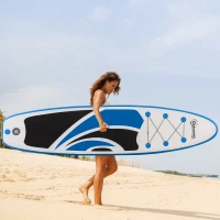 Outsunny 10'5" x 30" x 6" Inflatable Stand Up Paddle Board, Non-Slip & Ultra-Light Deck with SUP Accessories, Adj Paddle, Backpack Bag, for Youth Adults Beginner(m-8)