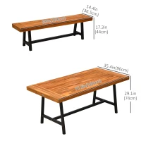 Outsunny 71'' Outdoor Picnic Table and Bench Set, Rustic Acacia Wood Beer Table Set for Patio, Backyard, Poolside, Natural Red Wood(m-3)