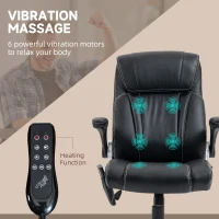 Vinsetto Executive Massage Office Chair with 6 Vibration Points, Heated Faux Leather Computer Desk Chair with Flip-up Armrest, Adjustable Height, Swivel Wheels, Black(m-4)