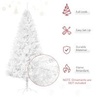 HOMCOM 7ft White Christmas Tree Artificial Christmas Tree with 1230 Branch Tips and Metal Stand(m-7)
