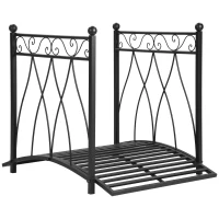 Outsunny 3.3FT Classic Garden Bridge with Safety Railings Arc Footbridge Decorative Pond Bridge for Backyard Creek Stream, Black(m-11)