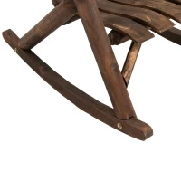 Outsunny Outdoor Wooden Rocking Chair, Single-Person Adirondack Rocking Patio Chair with Rustic High Back, Slatted Seat and Backrest for Indoor, Backyard, Garden, Carbonized(m-9)