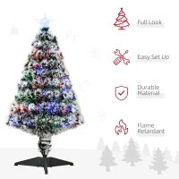 HOMCOM 3ft Pre-Lit LED Optical Fiber Christmas Tree w/ Stand(m-6)