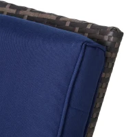 Outsunny Outdoor Recliner Chair with Cushion, Rust-Resistant Aluminum Frames PE Wicker Patio Lounge Chaise Chair with Adjustable Reclining Backrest and Footrest, Pillow, Dark Blue(m-8)