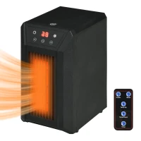 HOMCOM Electric Space Heater for Indoor Use, 1500W Fast Heating Portable Electric Heater with Infrared Quartz Heat Element, Thermostat, 3 Modes, Remote, 12h Timer(m-11)