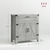 HOMCOM Modern Farmhouse Sideboard with Storage, Buffet Cabinet with 2 Barn Doors and Drawer for Dining Room, Gray(m-3)