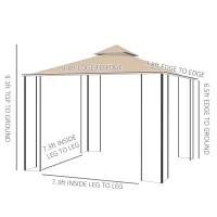 Outsunny 10x10ft Patio Gazebo, Outdoor Double Top Pavilion Canopy, Garden Event Party Tent Shelter, Yard Sun Shade Steel Frame w/ Mosquito Netting and Storage Tray(m-3)