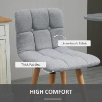 HOMCOM Modern Bar Stools Set of 2, 38" Upholstered Kitchen Island Stool with Solid Wood Legs, Grey(m-5)