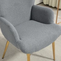 HOMCOM Modern Accent Armchair, Sherpa Boucle Lounge Chair with Metal Legs for Living Room, Bedroom, Grey(m-8)