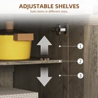 HOMCOM 67" Buffet with Hutch, Modern Kitchen Pantry, Freestanding Cabinet with Glass Doors, Shelves and Drawers, Gray(m-7)