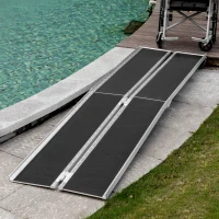 HOMCOM 10ft Wheelchair Ramp, Non-Slip Aluminum Folding Handicap Ramp, Suitable for Door Thresholds, Home Steps, Cars, Scooters, Carts, and Stairs(m-1)