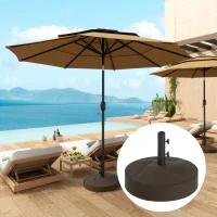 Outsunny Patio Umbrella Base Holder, Heavy Duty Outdoor Umbrella Stand Base, Filled Up to 66lbs with Stand or 55lbs with Water for Garden, Poolside, Brown(m-2)