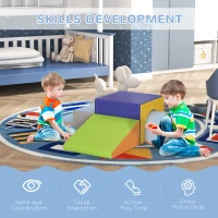 Qaba 4 Piece Foam Play Set, Soft & Safe Kids Toddlers Children Climbing Set for Crawling or Sliding, Contemporary(m-4)