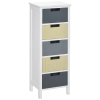 HOMCOM 5-Drawer Dresser, Chest of Drawers, Tower Storage Cabinet for Living Room, Bathroom, Entryway(m-2)