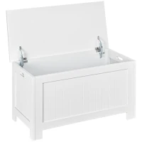 HOMCOM Large Storage Box Storage Trunk Cabinet Container with Lid and 2 Safety Hinges, White(m-11)