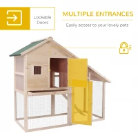 PawHut 55" L 2-Tier Wooden Rabbit Hutch Bunny Cage(m-5)