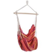 Outsunny Patio Hanging Hammock Chair, Porch Camping Hammock Swing Seat with Spreader Bar for Outdoor Garden Yard (Yellow, Red, Brown, Cotton)(m-11)