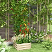 Outsunny Galvanized Planter Box, 24" x 24" x 73.5" Raised Garden Bed with Tomato Cage for Climbing Vines, Cream(m-10)