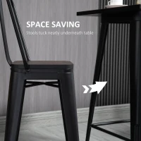 HOMCOM 3 Piece Industrial Dining Table Set, Bar Height Bar Table and Chairs Set with Footrests for Bistro, Pub, Black and Brown(m-5)