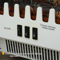 HOMCOM Freestanding Electric Fireplace Stove Heater with Overheat Protection and Realistic Flame Effect, 750W/1500W, White(m-5)