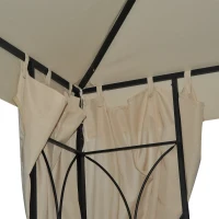 Outsunny 10' x 10' Patio Gazebo Outdoor, Canopy Shelter with Double-tier Roof, Pavilion Sidewalls for Garden Events, Cream White(m-10)
