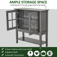 HOMCOM Sideboard Buffet Cabinet with Storage, Modern Coffee Bar Cabinet with 2 Glass Doors, Adjustable Shelf and Bottom Shelf, Console Table for Kitchen, Living Room, Dining Room, Hallway, Gray(m-5)