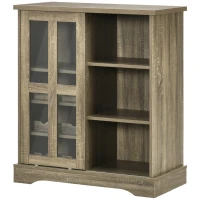 HOMCOM Buffet Table Sideboard and Buffet with Wine Racks Sliding Glass Door Storage Shelves for Living Room Gray(m-11)