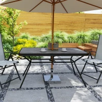 Outsunny Rectangle Outdoor Dining Table for 6, with 1.7" Umbrella Hole, Easy Clean DPC Plastic Tabletop, 55" x 31.5" x 28"(m-9)