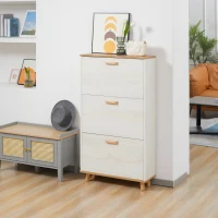 HOMCOM Modern Shoe Cabinet with 3 Flip Drawers and Adjustable Shelf, 12 Pair Shoe Storage Cabinet for Hallway, Entryway, White(m-1)