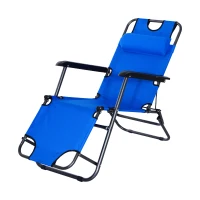Outsunny Folding Lounge Chair Portable Chaise Sun Lounger Recliner Outdoor Blue(m-11)