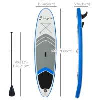 Soozier Inflatable Paddle Board, 10'×31.5"×6" Stand Up Paddle Board, Lightweight & Foldable w/ ISUP Accessories & Carry Bag, Aluminum Paddle, Fix Accessories Set, Air Pump, Leash(m-3)
