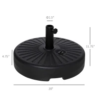 Outsunny Fillable Patio Umbrella Base Stand, Round Plastic Umbrella Holder for Outdoor, Patio, Garden, Deck and Beach, 46lb Capacity Water or 57lb Capacity Sand, Fit Dia 38mm Pole, Black(m-3)