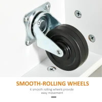 HOMCOM Modern Kitchen Island, Utility Cart on Wheels with Barn Door, Buffet Cabinet with 3 Drawers 2 Compartments, White(m-5)