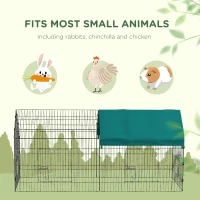 PawHut 87" Small Animal Playpen with with Roof for Rabbits, Chicken, Chinchillas for Indoor/Outdoor Use, Green(m-6)