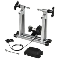 Soozier Bike Trainer Magnetic Bicycle Stand Indoor Exerciser w/ Quick Release Skewer, 5 Levels Resistance Silver(m-11)