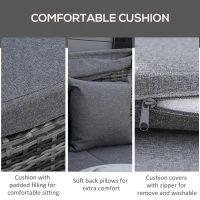 Outsunny 4 Pieces Patio PE Wicker Round Daybed, Outdoor Rattan Garden Lounge Furniture Sets, Grey(m-4)